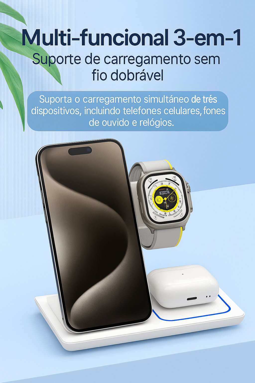 Carregador sem fio suporte dobrável estação de carregamento para Iphone & apple watch