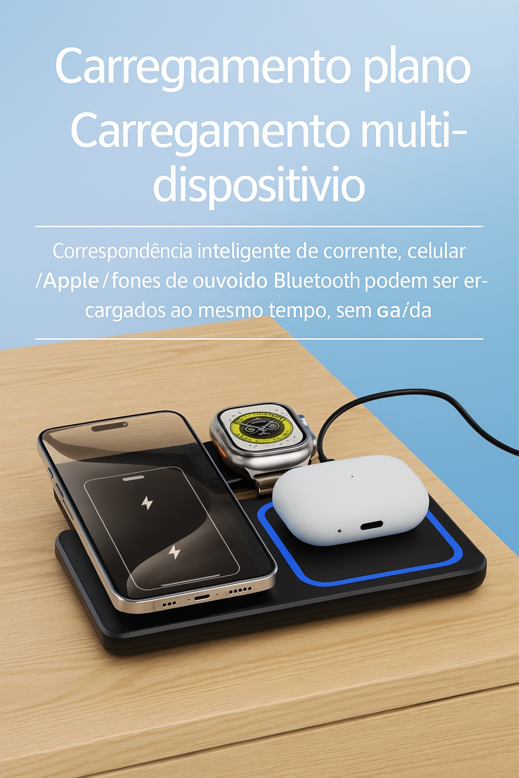 Carregador sem fio suporte dobrável estação de carregamento para Iphone & apple watch